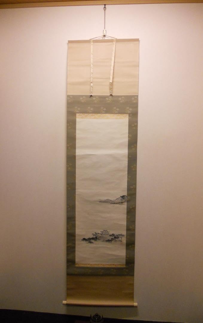掛け軸 荒木寛畝 墨絵 三井寺 紙本 希少 軸装 茶道具 掛軸 美品 です